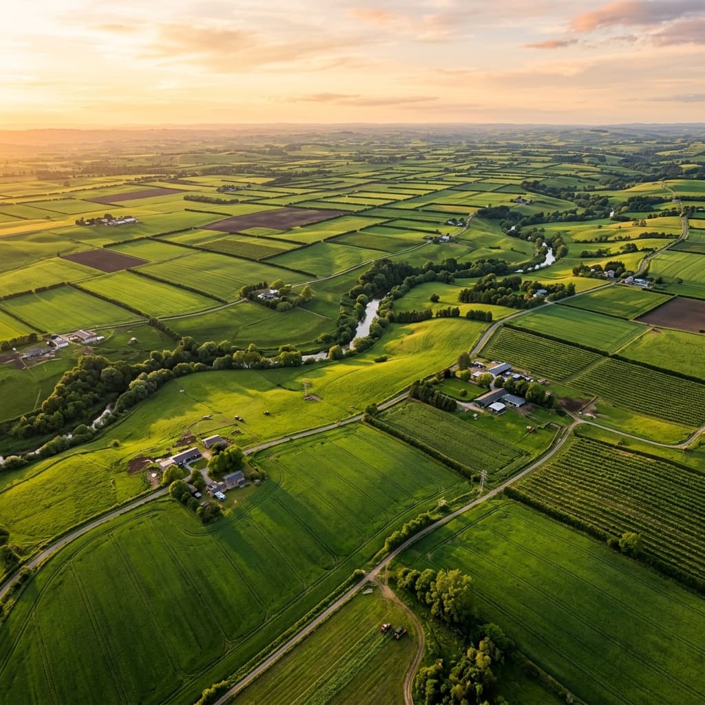 Lush agricultural land
